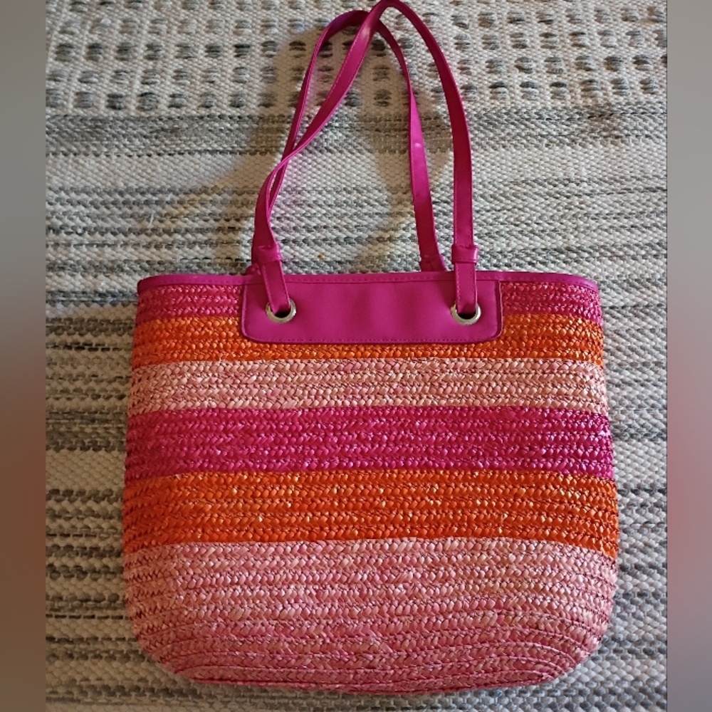 Colorful Striped Woven Women's Tote Bag